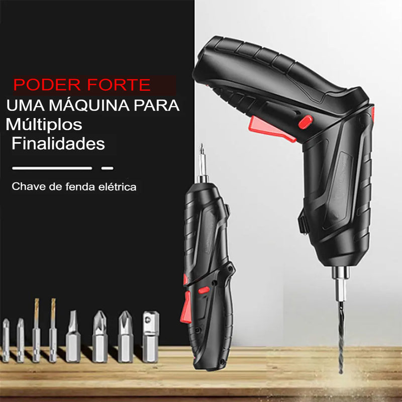 Chave de fenda elétrica 3,6 V, furadeira elétrica doméstica recarregável, iluminação LED, chave de fenda elétrica, ferramenta elétrica portátil