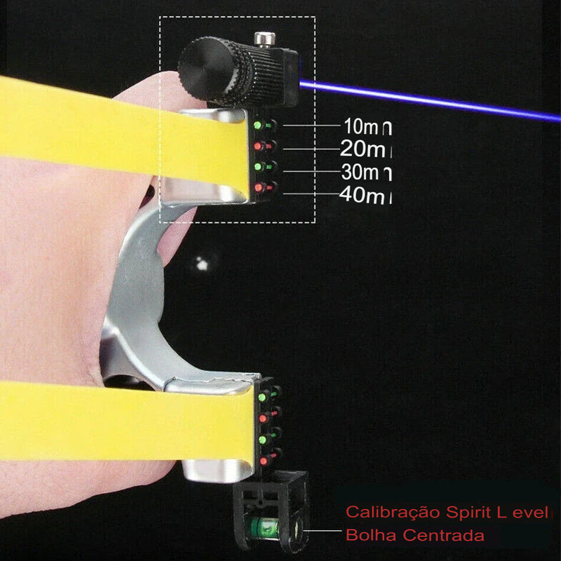 Estilingue de alta precisão com laser e nível de espírito Arco Catapulta Infravermelho Esportes ao ar livre Estilingue Tiro Caça Acessórios Elástico