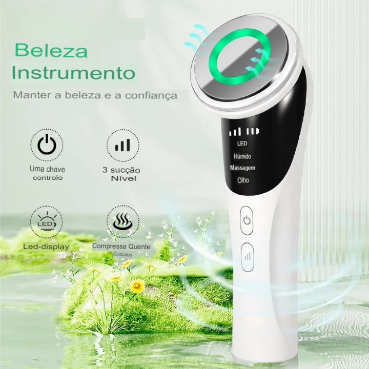 3 modelos de massagem facial e pescoço e dispositivo de beleza facial LED pele quente suave e branca rosto limpo