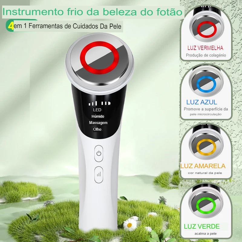 3 modelos de massagem facial e pescoço e dispositivo de beleza facial LED pele quente suave e branca rosto limpo