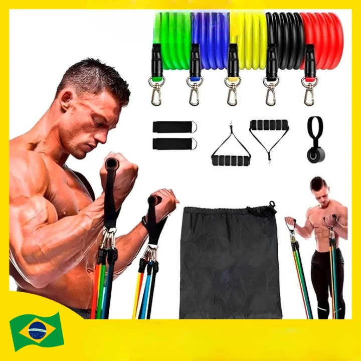 Kit 11 Elásticos Extensores Treino Funcional Academia Ginástica Ginástica Fitness Exercícios Fitness Desenvolvimento Muscular