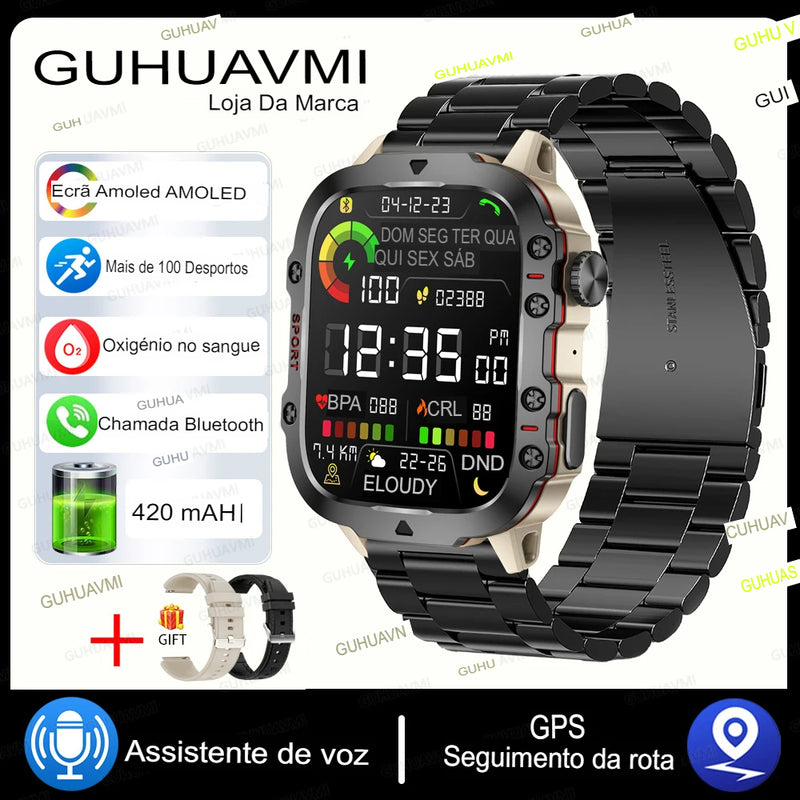 2024 Novo  Xiaomi Militar Smart Watch Homens IP68 5ATM Esportes ao ar livre Fitness Tracker 24H Monitor de saúde 1,96 polegadas Smartwatches