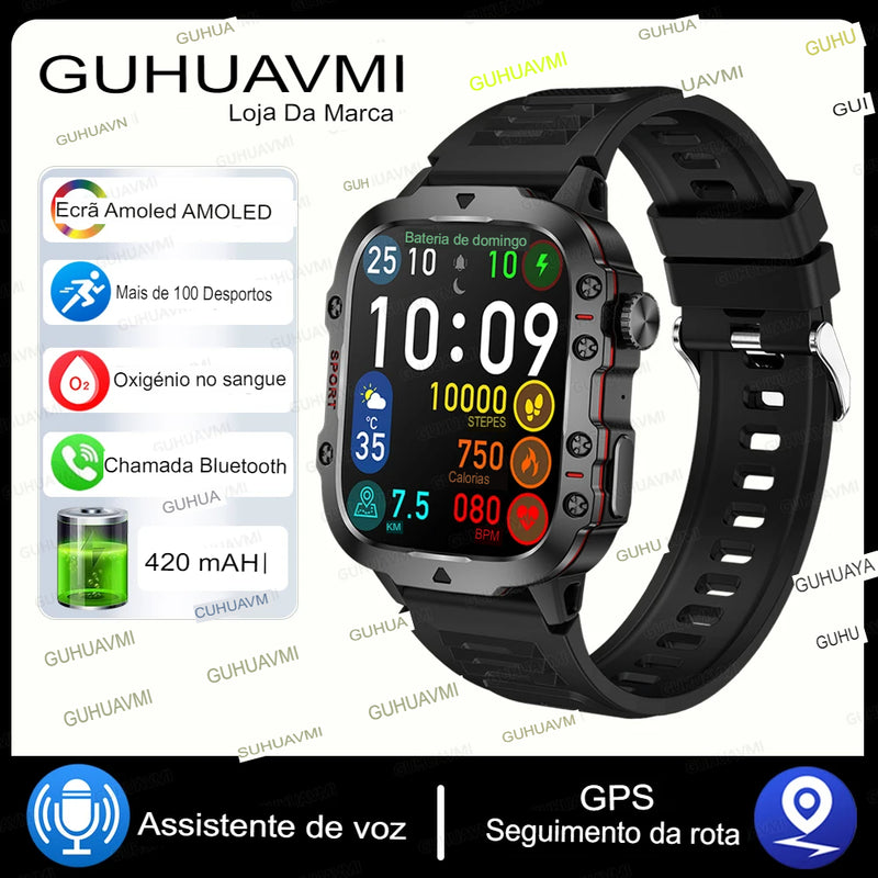 2024 Novo  Xiaomi Militar Smart Watch Homens IP68 5ATM Esportes ao ar livre Fitness Tracker 24H Monitor de saúde 1,96 polegadas Smartwatches