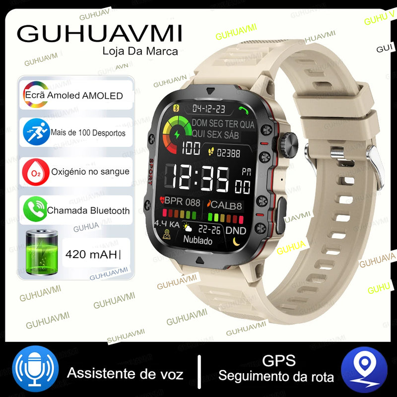 2024 Novo  Xiaomi Militar Smart Watch Homens IP68 5ATM Esportes ao ar livre Fitness Tracker 24H Monitor de saúde 1,96 polegadas Smartwatches