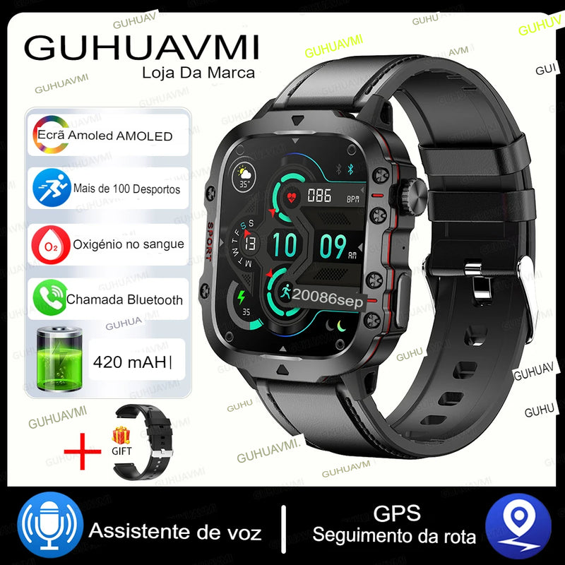 2024 Novo  Xiaomi Militar Smart Watch Homens IP68 5ATM Esportes ao ar livre Fitness Tracker 24H Monitor de saúde 1,96 polegadas Smartwatches