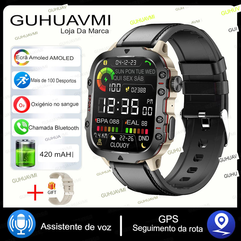 2024 Novo  Xiaomi Militar Smart Watch Homens IP68 5ATM Esportes ao ar livre Fitness Tracker 24H Monitor de saúde 1,96 polegadas Smartwatches