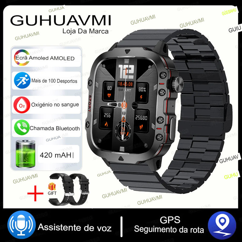 2024 Novo  Xiaomi Militar Smart Watch Homens IP68 5ATM Esportes ao ar livre Fitness Tracker 24H Monitor de saúde 1,96 polegadas Smartwatches