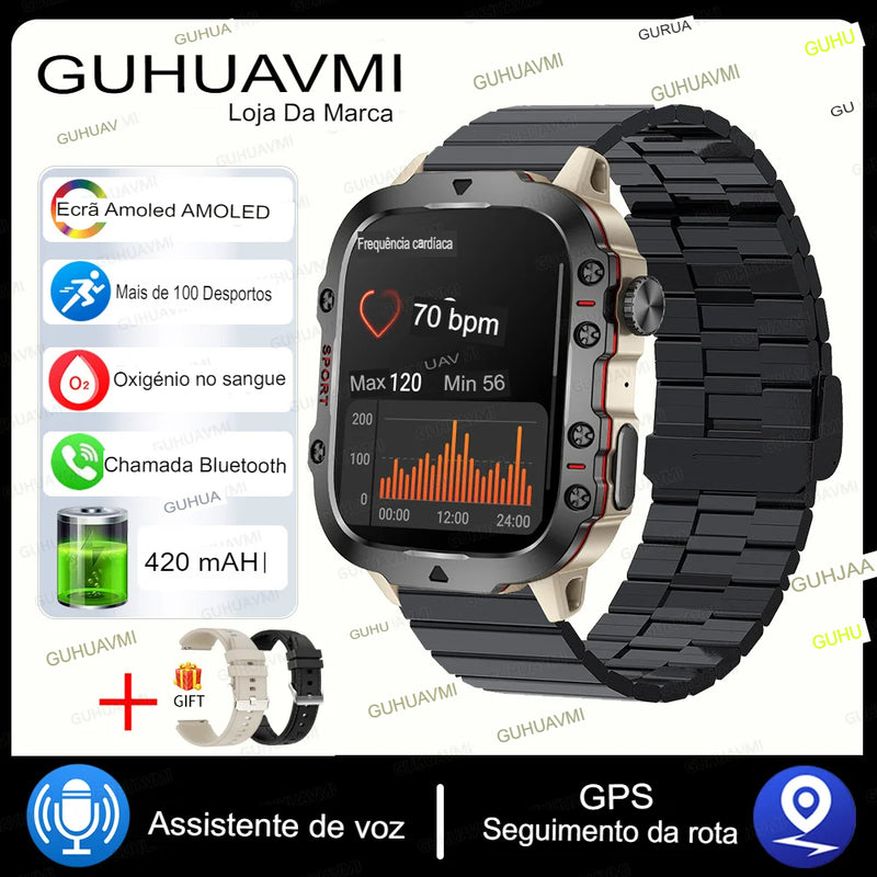 2024 Novo  Xiaomi Militar Smart Watch Homens IP68 5ATM Esportes ao ar livre Fitness Tracker 24H Monitor de saúde 1,96 polegadas Smartwatches