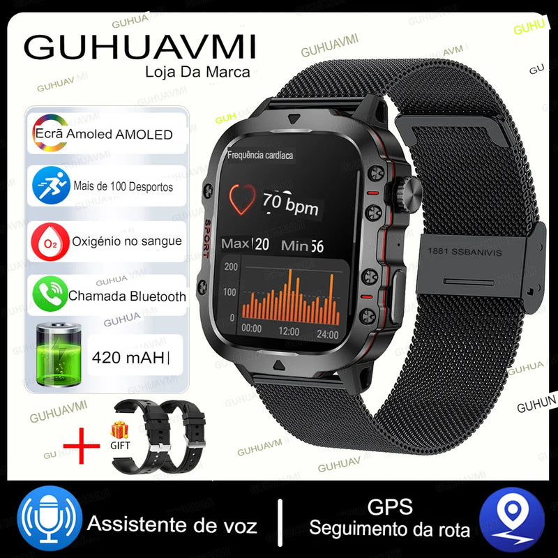 2024 Novo  Xiaomi Militar Smart Watch Homens IP68 5ATM Esportes ao ar livre Fitness Tracker 24H Monitor de saúde 1,96 polegadas Smartwatches