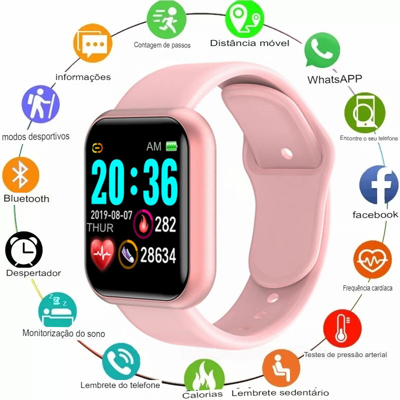 Relógio Inteligente Multifuncional Homens Mulheres Bluetooth Conectado Telefone Música Fitness Esportes Pulseira Monitor de Sono Y68 Smartwatch D20