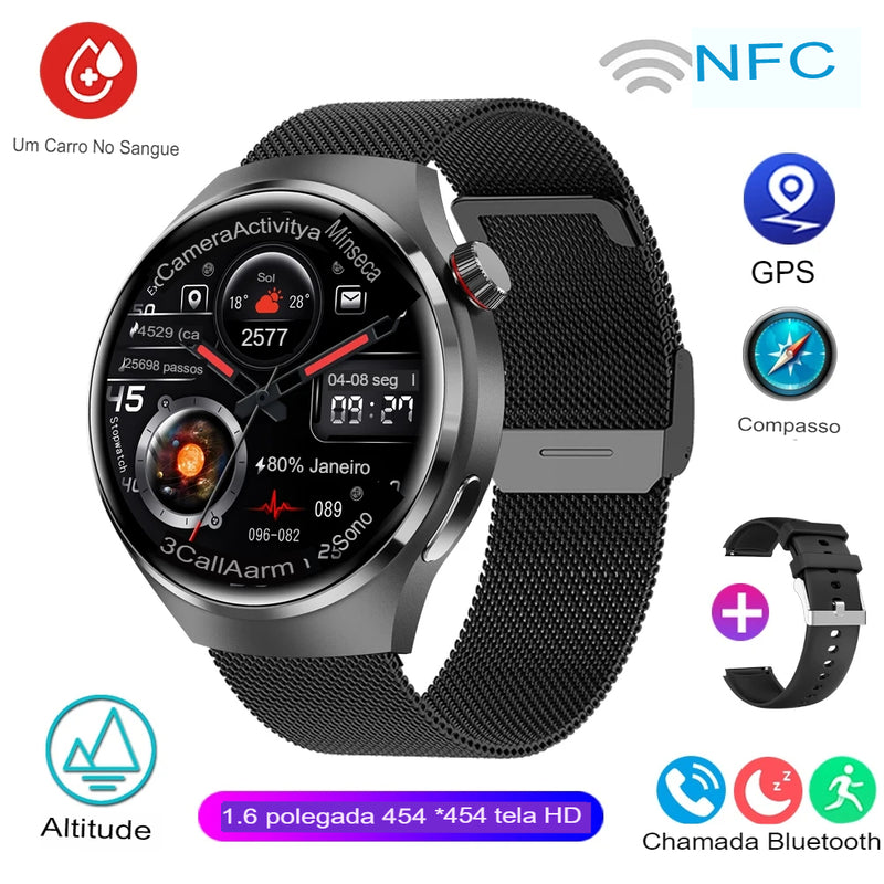 HUAWEI GT4 Pro GPS NFC Smart Watch Homens 360*360 Tela AMOLED Frequência cardíaca Bluetooth Chamada IP68 À Prova D'Água Homem Smartwatch 2024