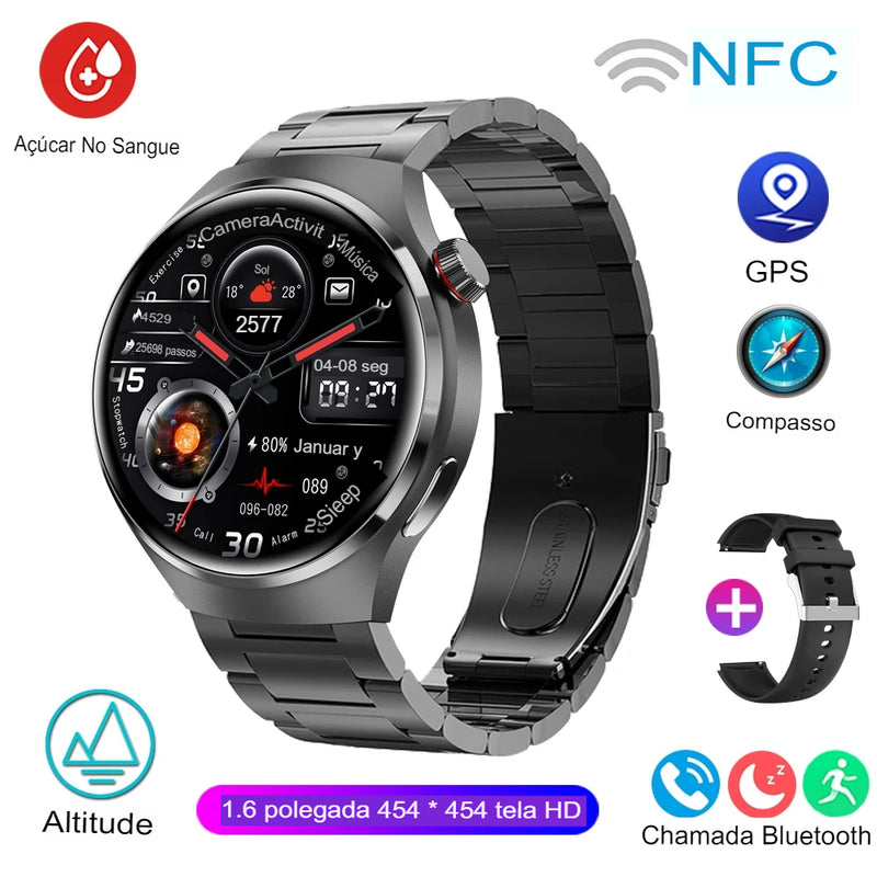 HUAWEI GT4 Pro GPS NFC Smart Watch Homens 360*360 Tela AMOLED Frequência cardíaca Bluetooth Chamada IP68 À Prova D'Água Homem Smartwatch 2024