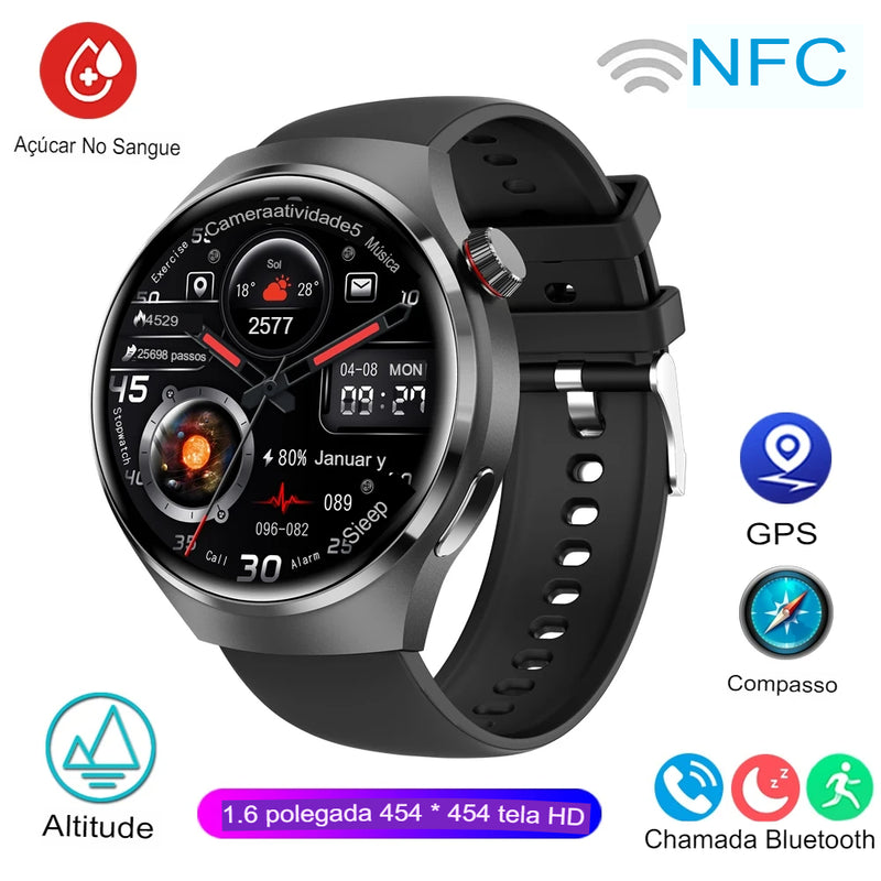 HUAWEI GT4 Pro GPS NFC Smart Watch Homens 360*360 Tela AMOLED Frequência cardíaca Bluetooth Chamada IP68 À Prova D'Água Homem Smartwatch 2024