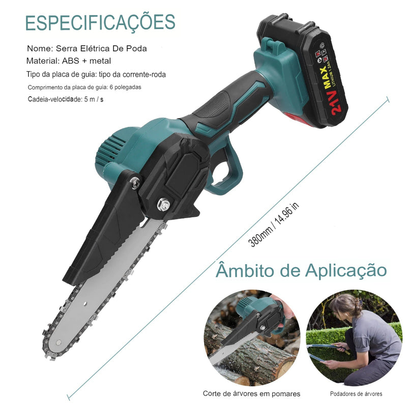 Mini Serra de Poda Elétrica21V Portátil 6 polegadas  Recarregável Pequena Serra de Divisão de Madeira Ferramenta de Marcenaria para Jardim Pomar