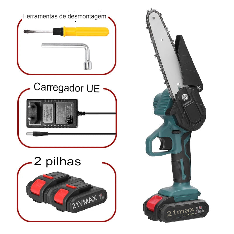 Mini Serra de Poda Elétrica21V Portátil 6 polegadas  Recarregável Pequena Serra de Divisão de Madeira Ferramenta de Marcenaria para Jardim Pomar